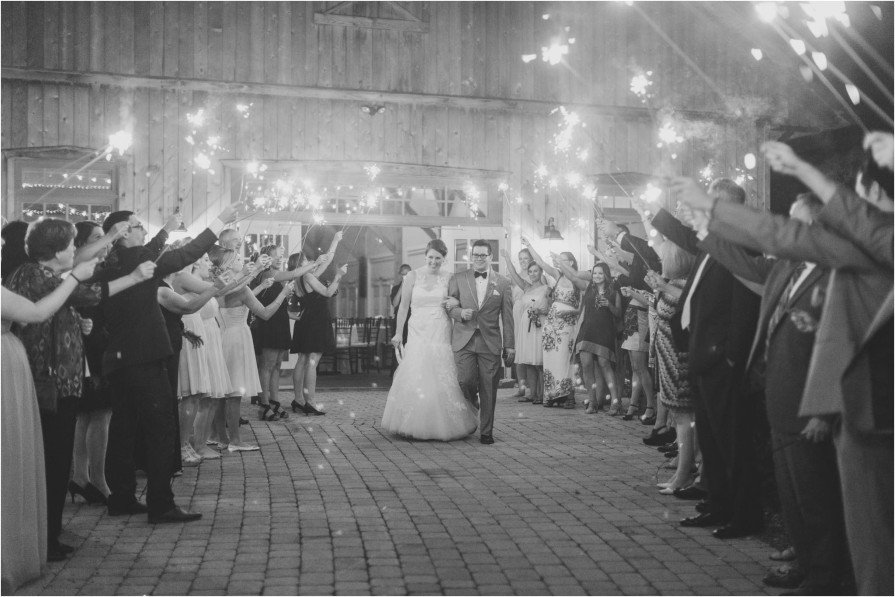 sparkler exit, wedding, rustic, barn