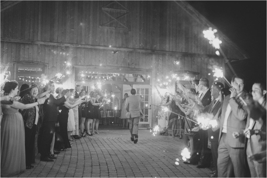 sparkler exit, wedding, rustic, barn