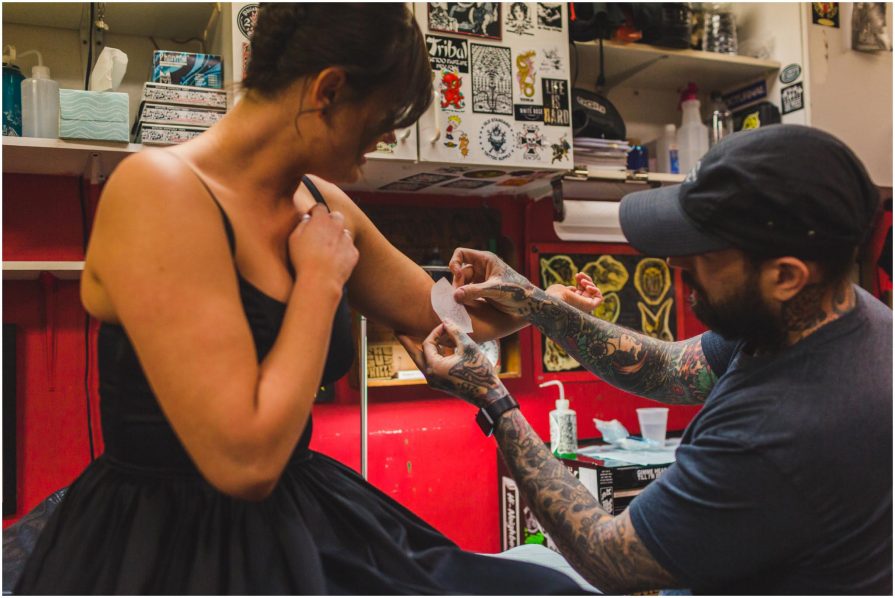 matching tattoos, engagement, tattoo shop