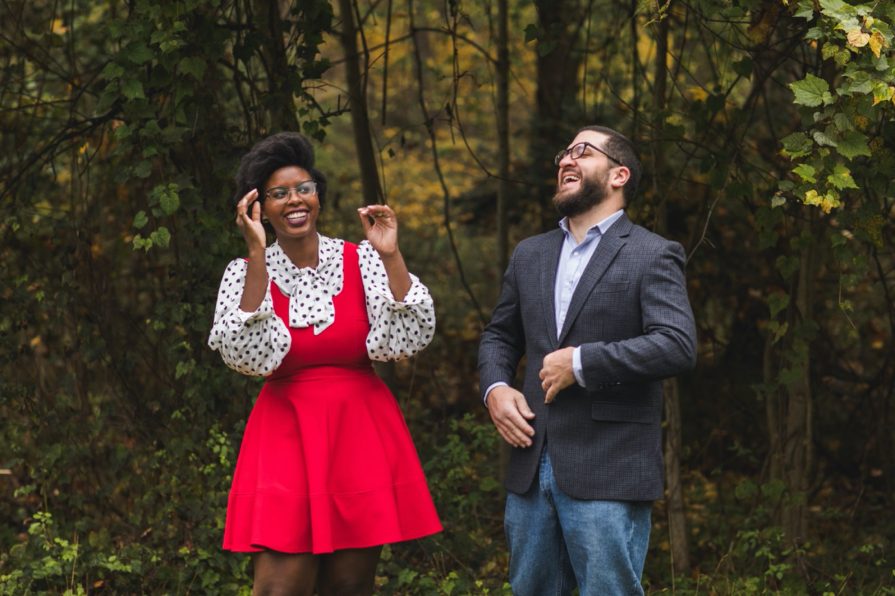 Liz and Andrew in the backyard in the Main Line Philadelphia