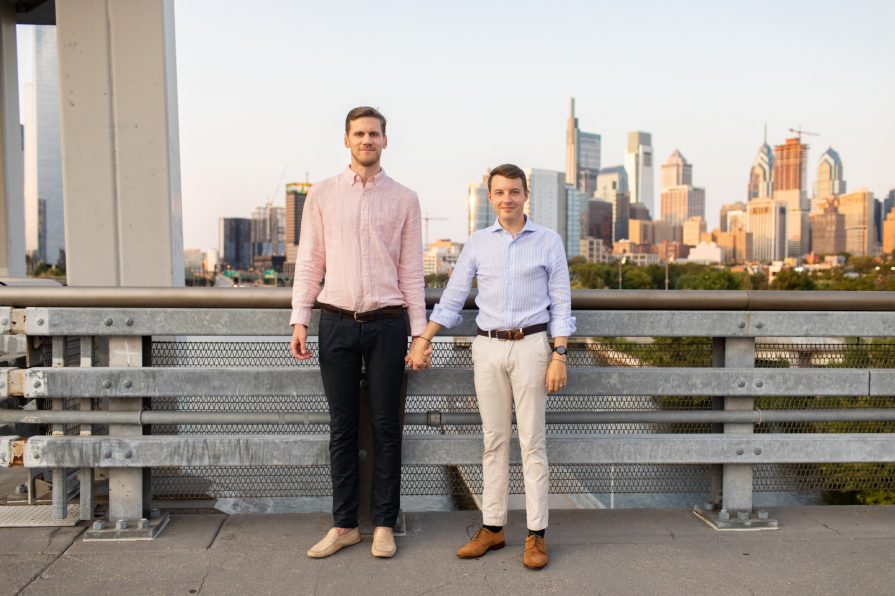 South Street Bridge, Philadelphia, engagement, sunset, LGBTQIA+
