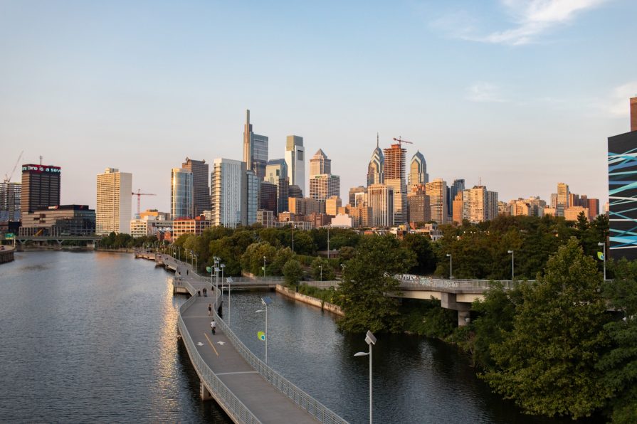 South Street Bridge, Philadelphia, engagement, sunset, LGBTQIA+