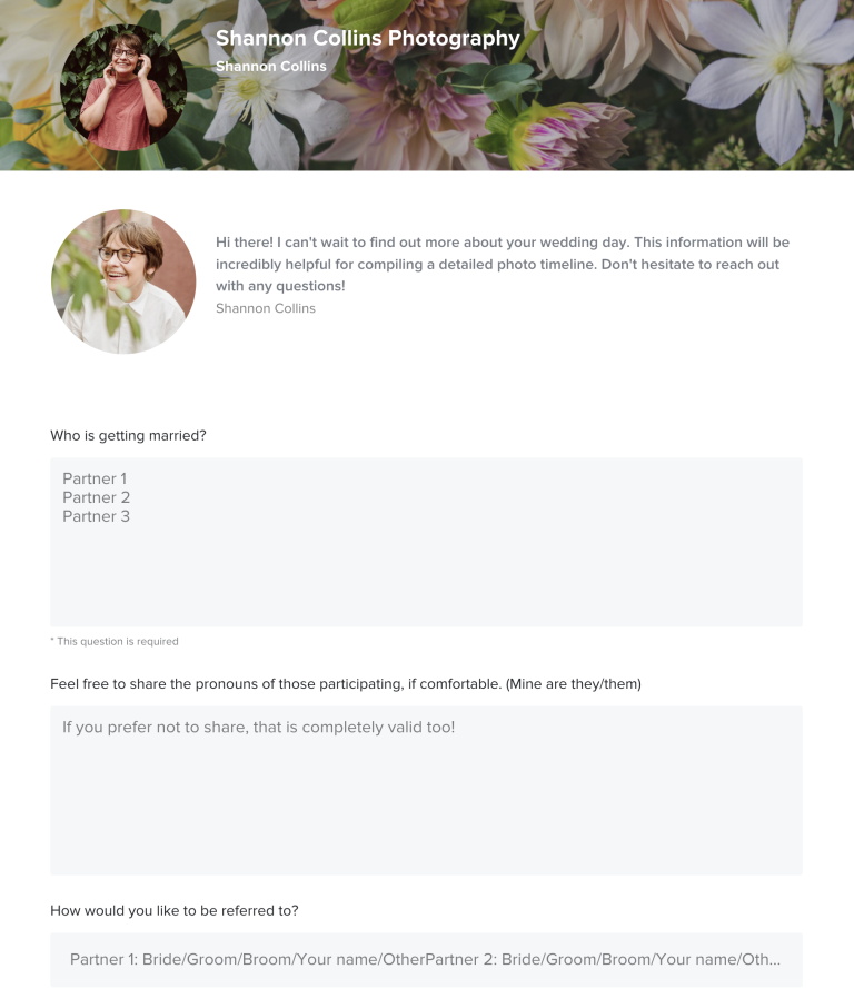 inclusivity, questionnaire, wedding