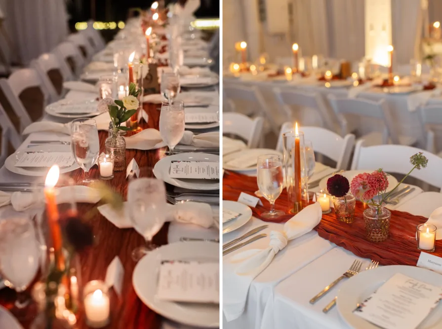 Autumnal table settings at a Philadelphia fall wedding.