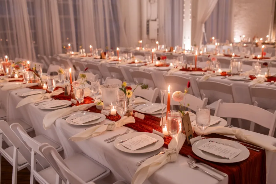 Autumnal table settings at a Philadelphia fall wedding.