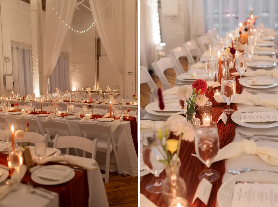 Autumnal table settings at a Philadelphia fall wedding.