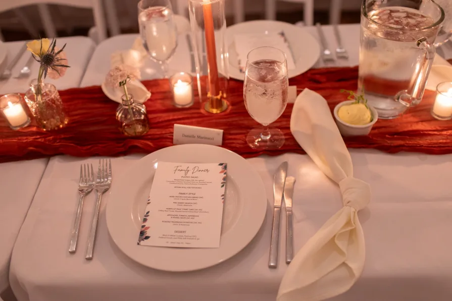 Autumnal table settings at a Philadelphia fall wedding.