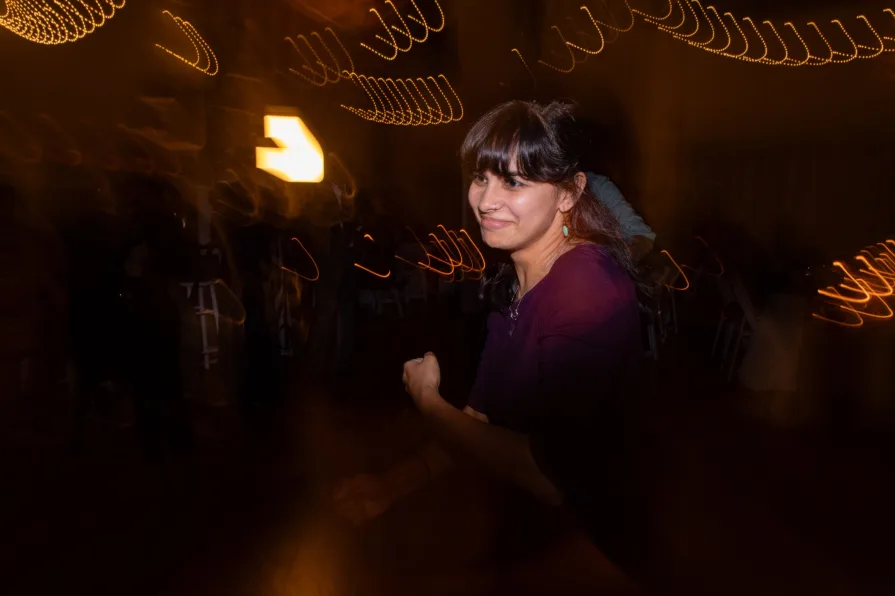 Wedding guests dance at a reception during an Old City wedding at Power Plant.