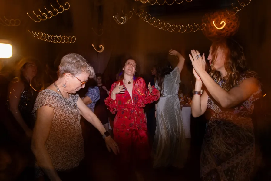 Wedding guests dance at a reception during an Old City wedding at Power Plant.