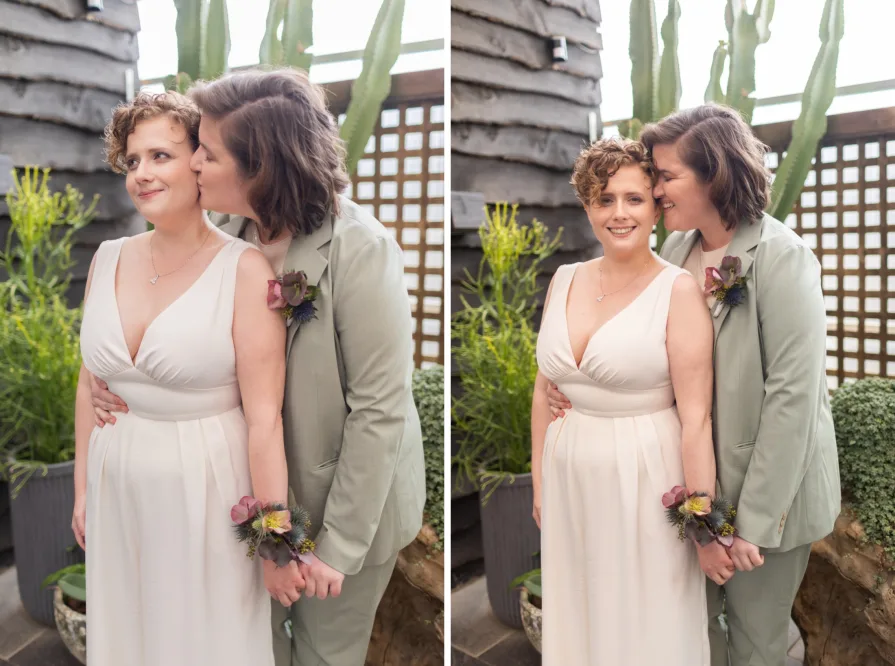 Wedding photos at Terrain at Styer's with a queer couple.