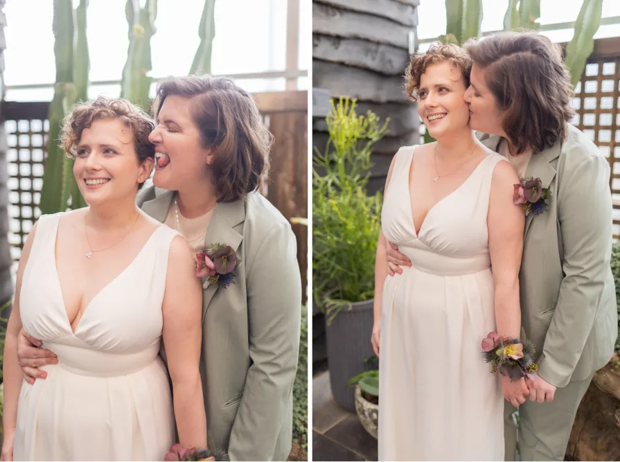 Wedding photos at Terrain at Styer's with a queer couple.