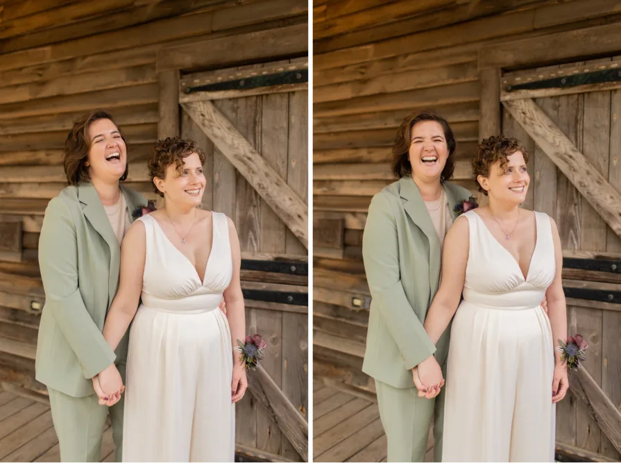 Wedding photos at Terrain at Styer's with a queer couple.