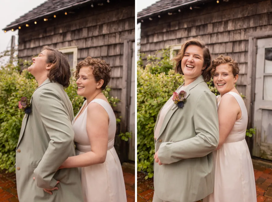 Wedding photos at Terrain at Styer's with a queer couple.