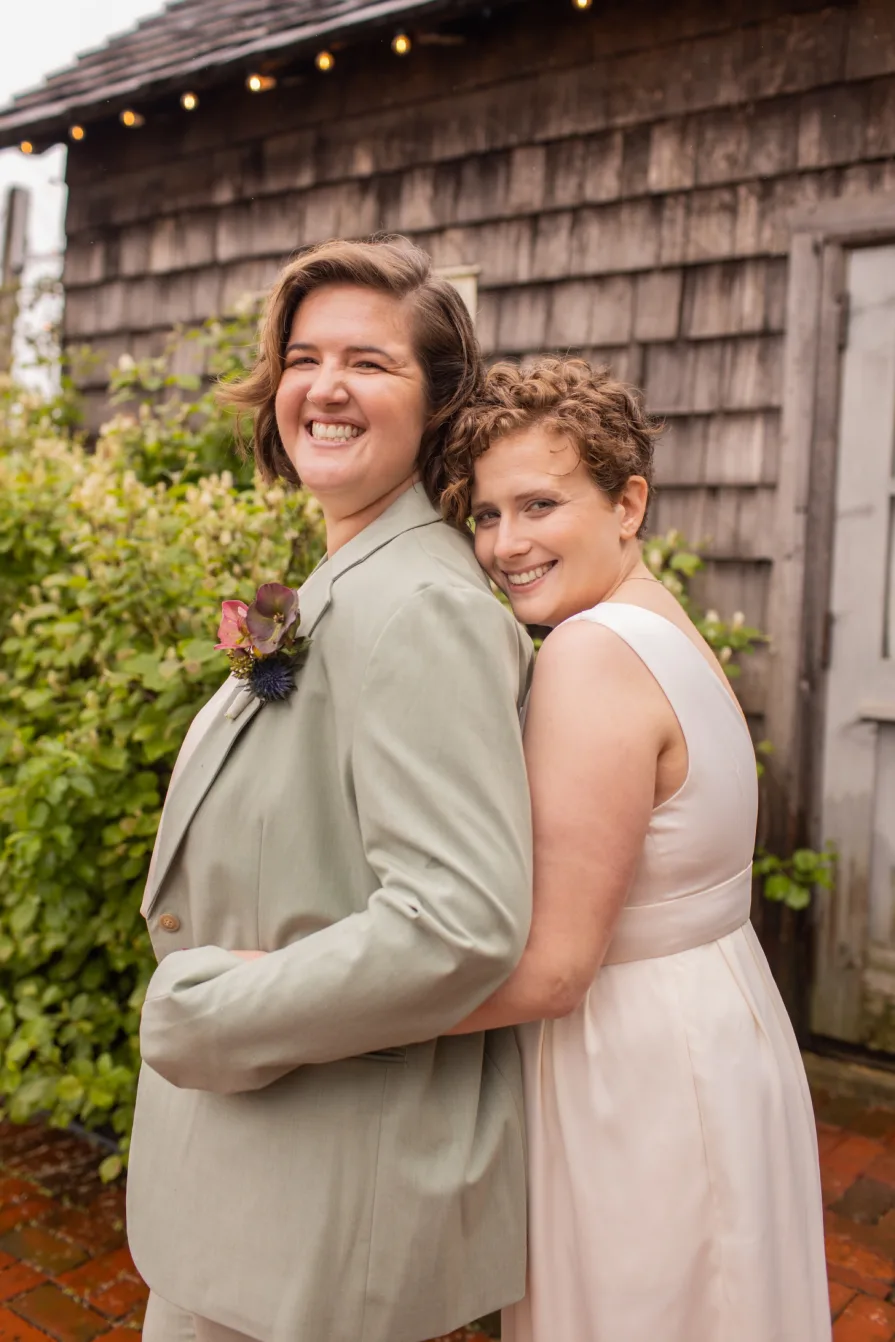 Wedding photos at Terrain at Styer's with a queer couple.