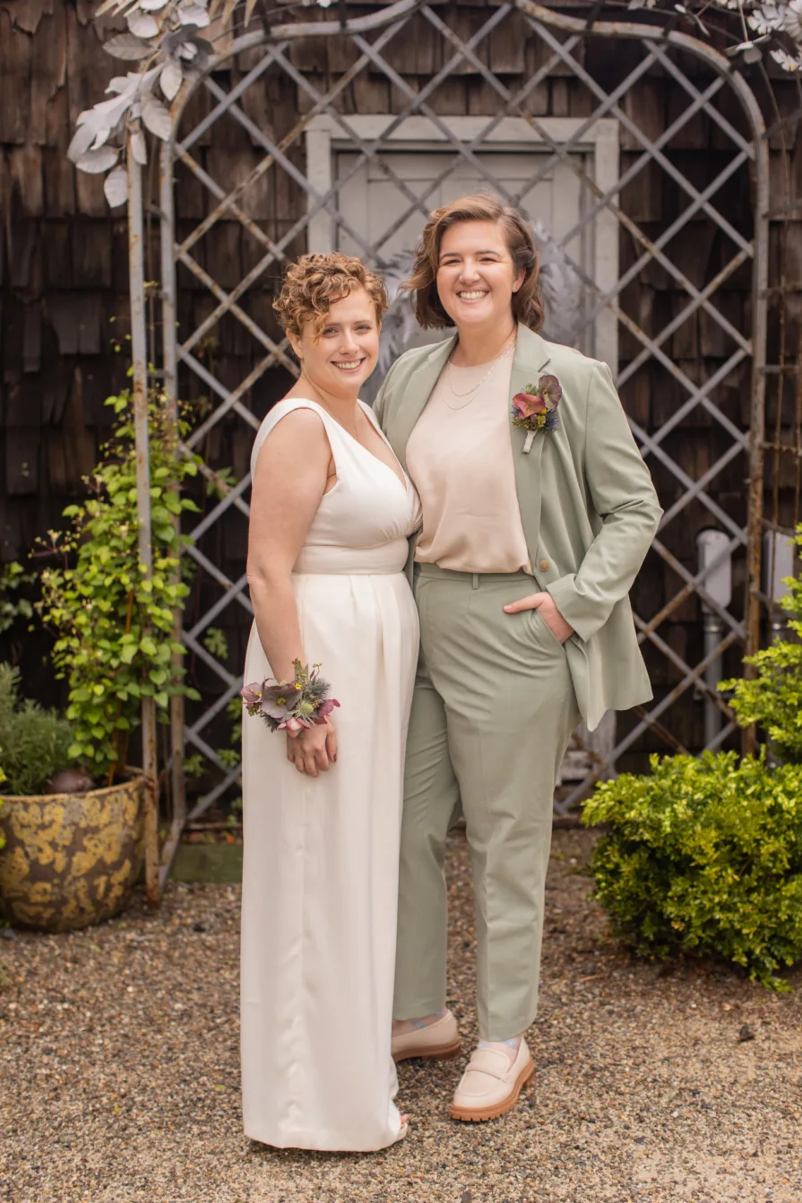 Wedding photos at Terrain at Styer's with a queer couple.