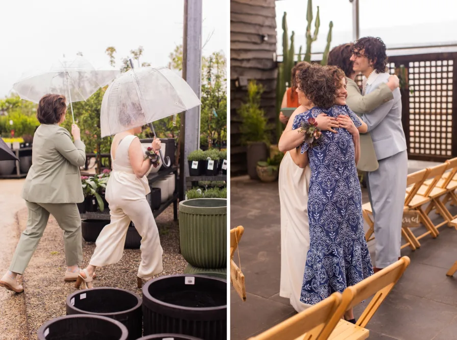 Candids of wedding guests before the ceremony at Terrain at Styer's