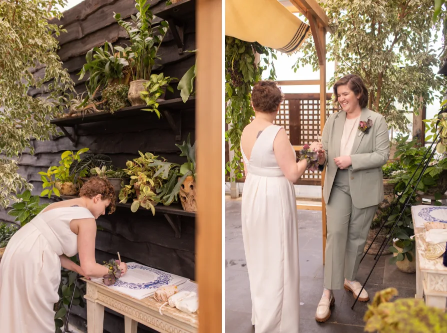 Candids of wedding guests before the ceremony at Terrain at Styer's