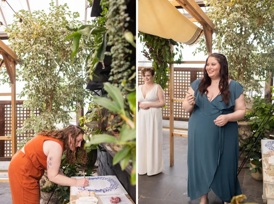 Candids of wedding guests before the ceremony at Terrain at Styer's