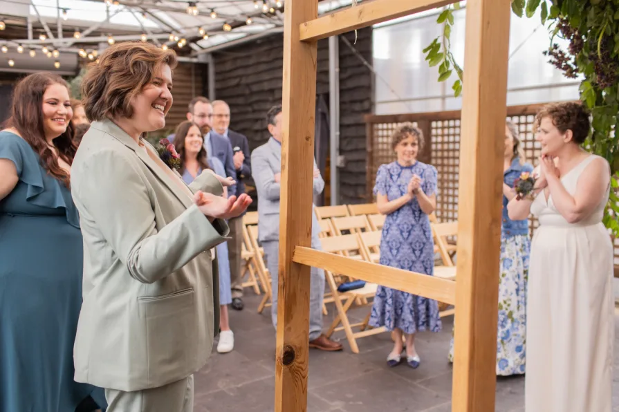 Candids of wedding guests before the ceremony at Terrain at Styer's