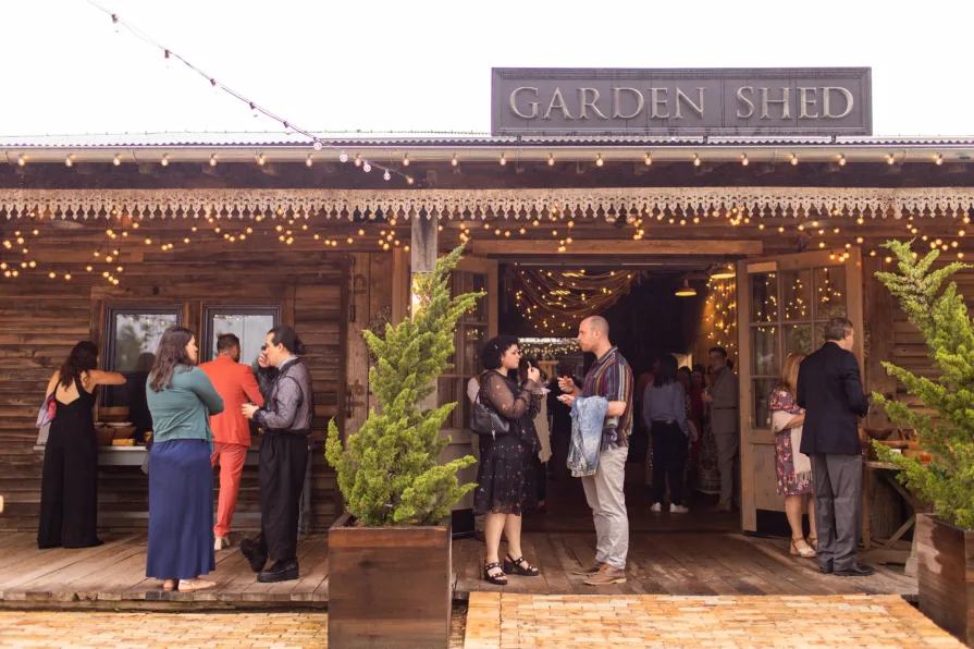 Candids of wedding guests before the ceremony at Terrain at Styer's
