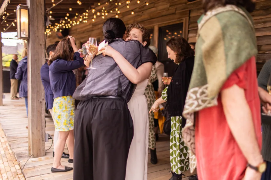 Candids of wedding guests before the ceremony at Terrain at Styer's