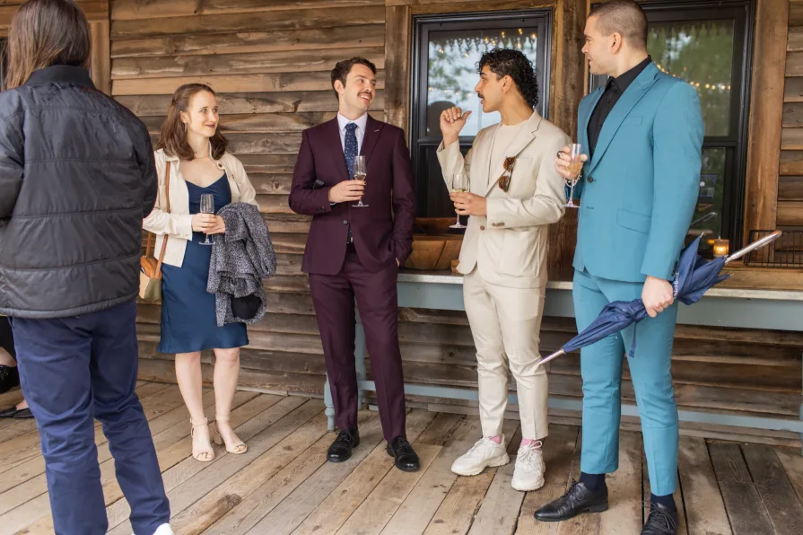 Candids of wedding guests before the ceremony at Terrain at Styer's