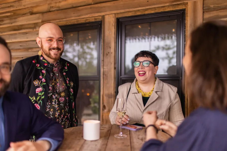 Candids of wedding guests before the ceremony at Terrain at Styer's