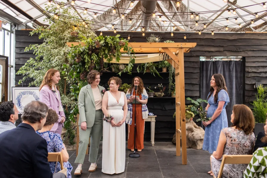 A LGBTQ+ Jewish wedding ceremony at Terrain at Styer's.