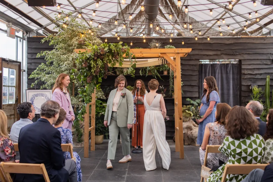 A LGBTQ+ Jewish wedding ceremony at Terrain at Styer's.