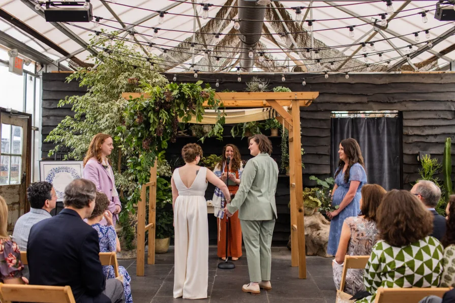 A LGBTQ+ Jewish wedding ceremony at Terrain at Styer's.