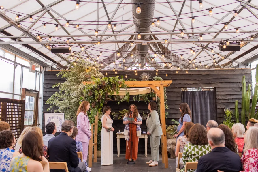 A LGBTQ+ Jewish wedding ceremony at Terrain at Styer's.