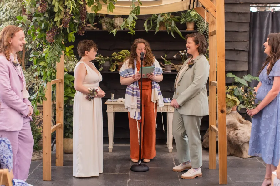A LGBTQ+ Jewish wedding ceremony at Terrain at Styer's.