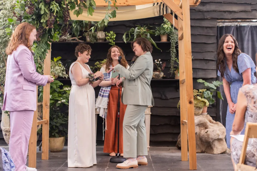 A LGBTQ+ Jewish wedding ceremony at Terrain at Styer's.