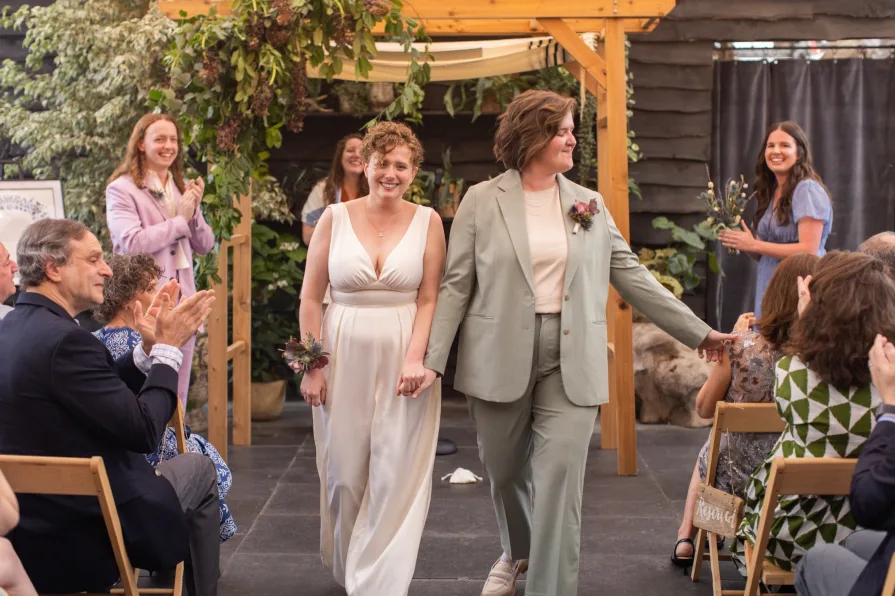 A LGBTQ+ Jewish wedding ceremony at Terrain at Styer's.