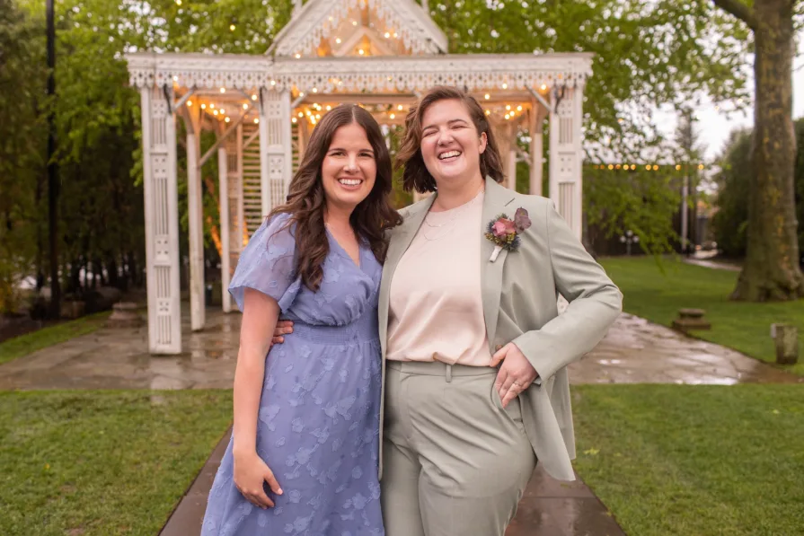 Wedding guests at social hour at Terrain at Styer's