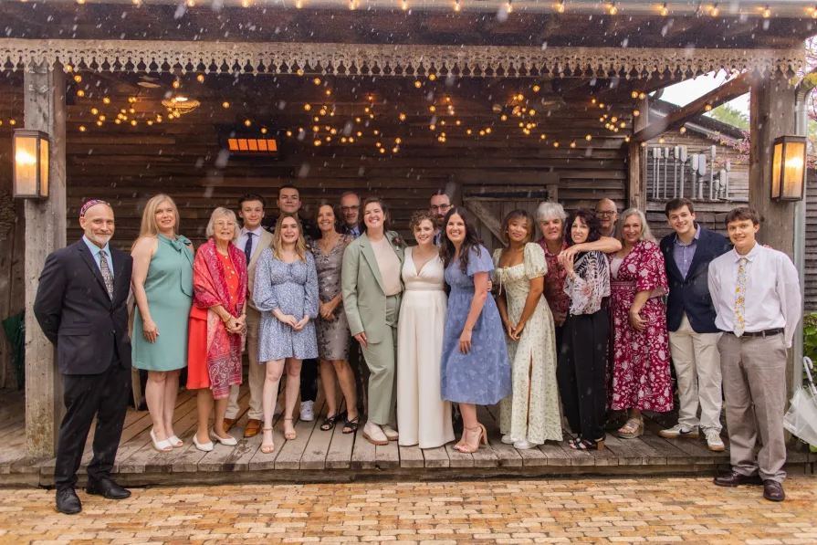 Wedding guests at social hour at Terrain at Styer's