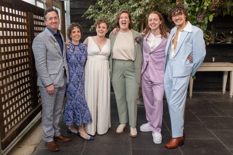 Wedding guests at social hour at Terrain at Styer's