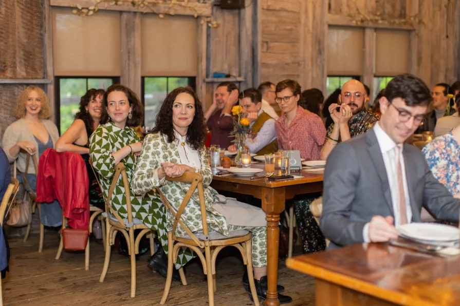 Wedding guests at a reception at Terrain at Styer's