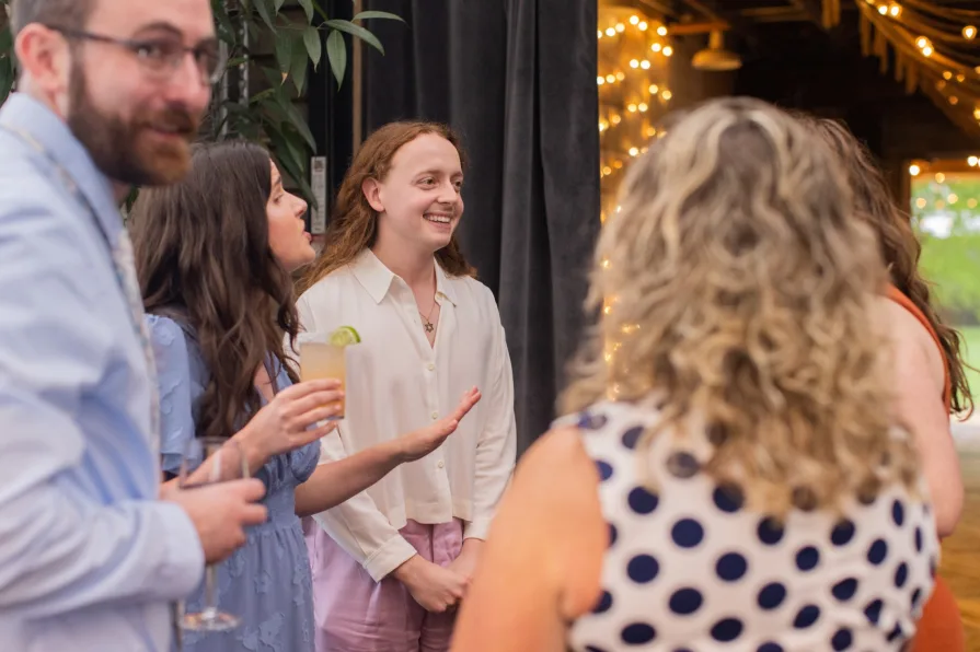 Wedding guests at a reception at Terrain at Styer's