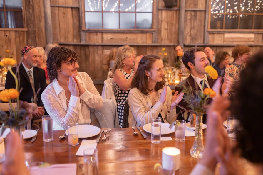 Wedding guests at a reception at Terrain at Styer's